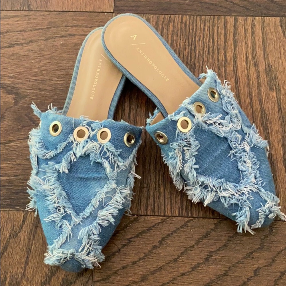 Anthropologie size 37 denim mules